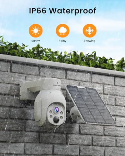 Camcamp Wireless Security Camera System, Solar Powered PTZ 4MP 6 Cam-kit Camera Security System, 500GB HDD NVR,Easy Installation, Color Night Vision
