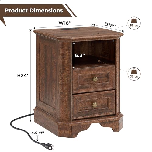 T4TREAM Farmhouse 5 Drawers Dresser for Bedroom, 48" Tall Wood Rustic Chest of Drawers with Natural Texture, Vintage Design