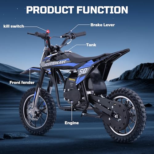 Kids 50cc Dirt Bike, 49cc Gas Dirt Bike for Kids 8-14, Gas Powered Mini Dirt Bikes, 2 Stroke Dirt Bikes, Max Load 165 Lbs