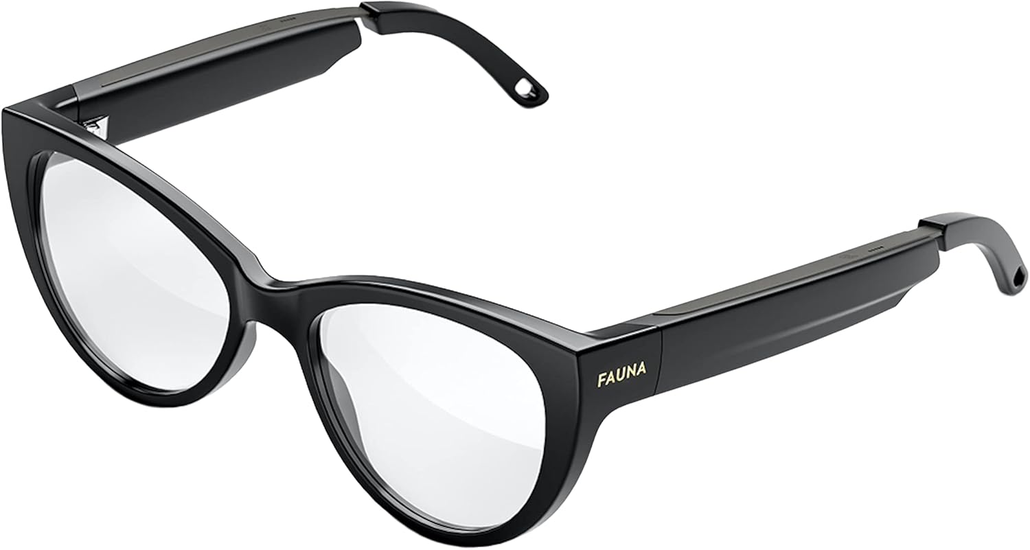 FAUNA Bluetooth Audio Smart Glasses with Blue Light Filter Lenses - Exceptional Open-Ear Audio with Charging Case