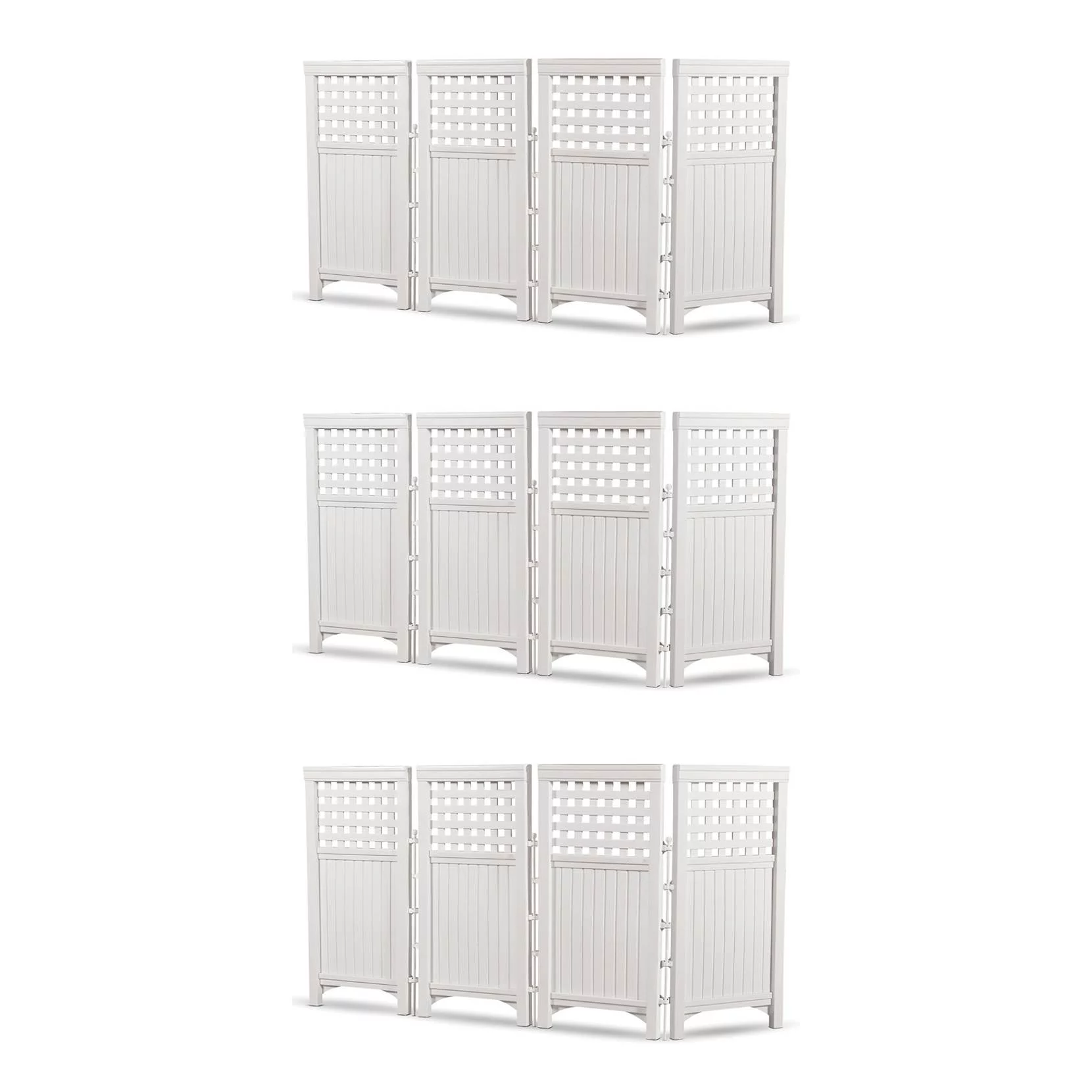 Suncast Outdoor Garden Yard 4 Panel Screen Enclosure Gated Fence, White (3 Pack) - Radiant Selections