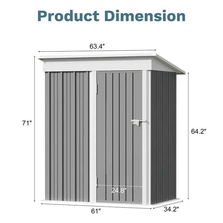 Greesum 5×3 FT Outdoor Storage Shed, Metal Storaged Sheds Without Floor, Tool Sheds with Lockable Doors and Sloping Roof for Garden, Patio, Backyard