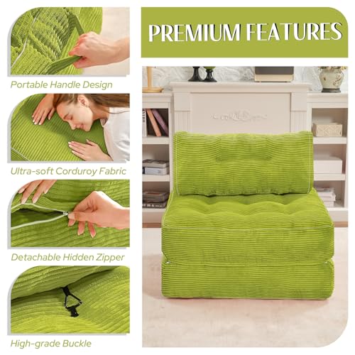 HABUTWAY Folding Sofa Bed, Convertible Sleeper Chair Bed w/Dual-Pillow & Handle, Foldable Floor Sofa Lounge w/Back Support for Living Room, Bedroom