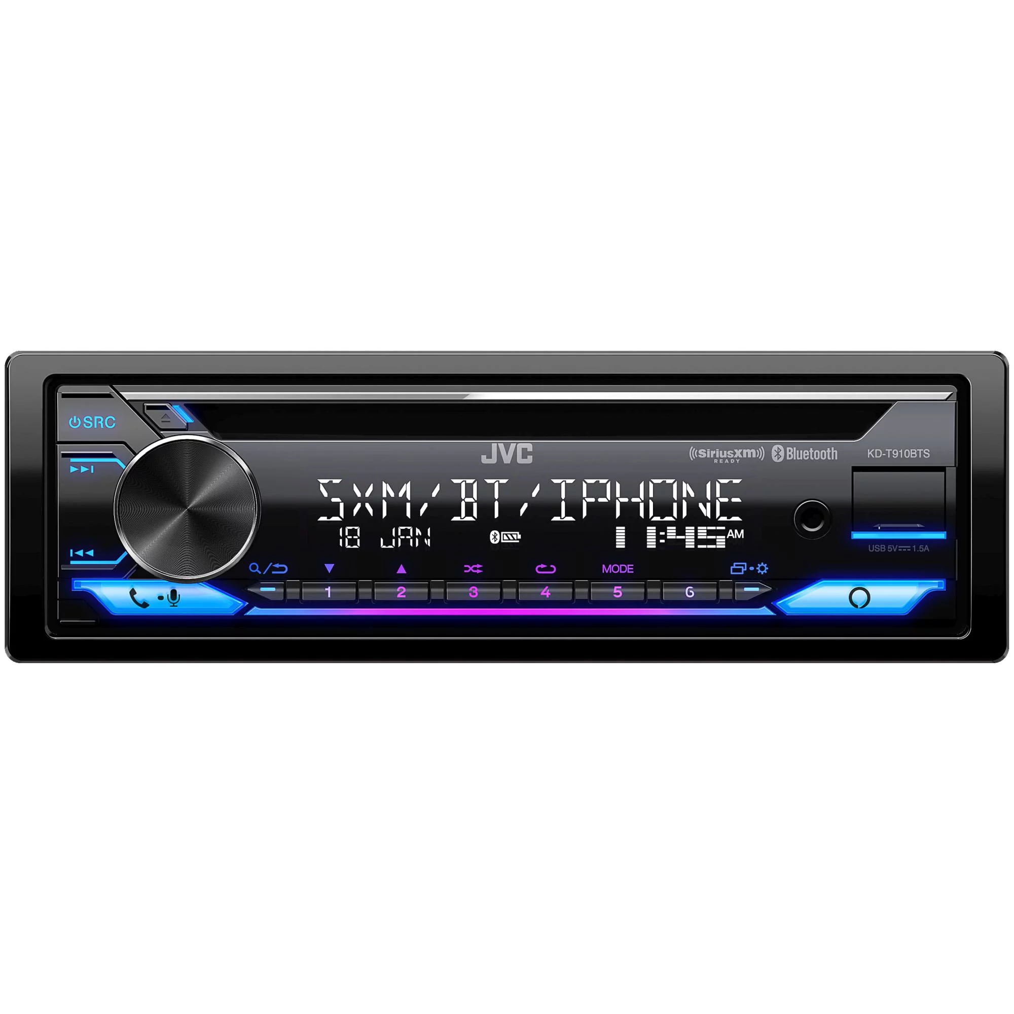 JVC KD-T910BTS - CD Receiver w/ Bluetooth, USB, Amazon Alexa + Included SirusXM SXV300 Satellite Radio Tuner
