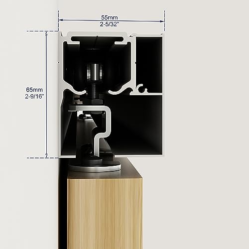 JUBEST 6FT Sliding Barn Door Track Kit, Aluminium Box Rail Wall Mounted Hidden Barn Door Hardware Kit, for Various Modern Doors, Easy to Install