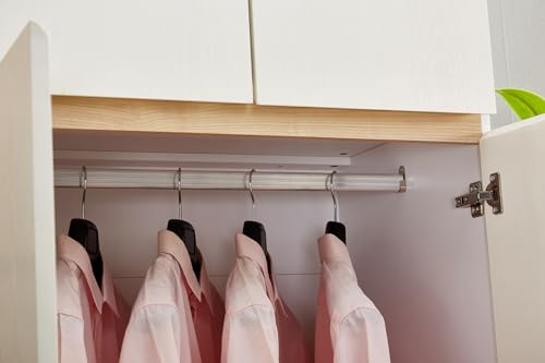 Wardrobe Closet with Doors- 4 Door Wardrobe Closet with Clothing Rod Inside Cabinet