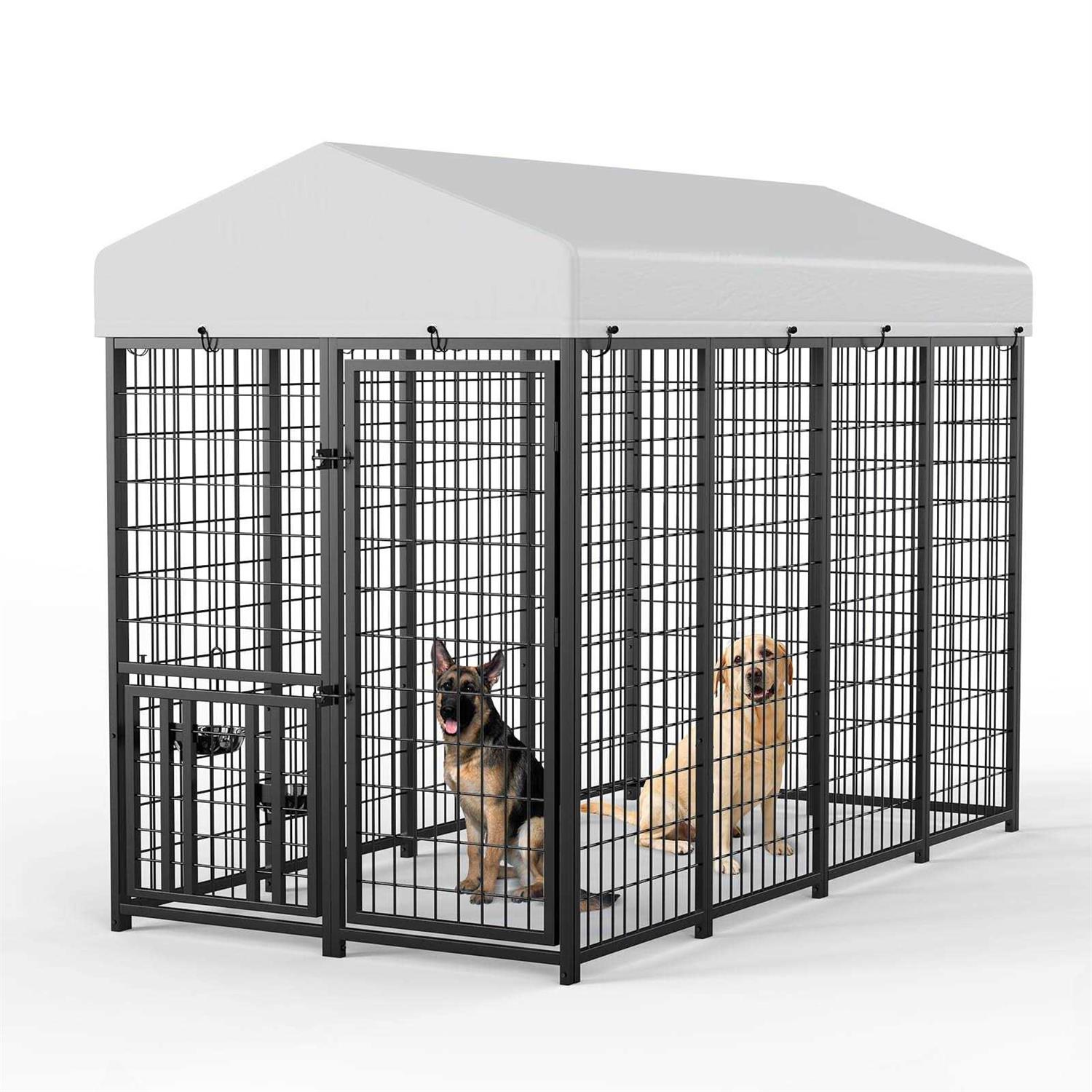 ROOMTEC Large Dog Kennel Outdoor Pet Pens Dogs Run Enclosure Animal Hutch Metal Coop Fence - Pet Supplies online store
