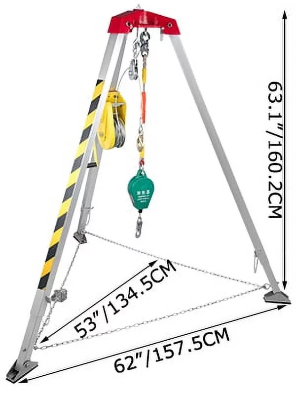 VEVOR Confined Space Tripod 8' Legs, 1800lbs Winch Confined Space Kit, 98' Cable Confined Space Rescue Tripod, with 32.8' Fall Protection
