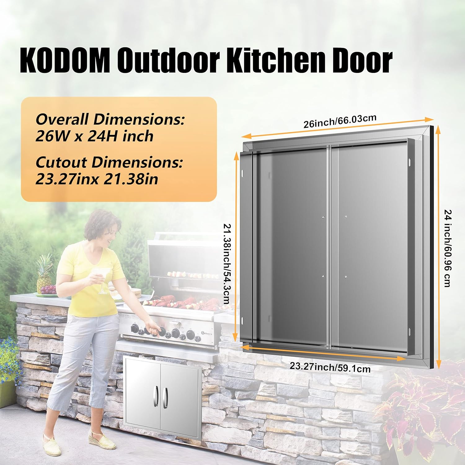 KODOM Outdoor Kitchen Doors 31W x 24H BBQ Double Access Door