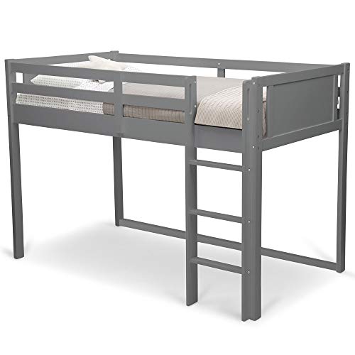 Delta Children Twin Loft Bed with Guardrail and Ladder (Coordinates with Loft Bed Tents Sold Separately), White