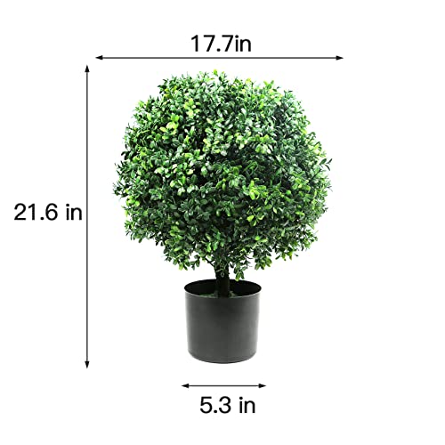 Sunnyglade 21.6” Tall Artificial Lavender Topiary Ball Tree Set of 2 Pack Potted Bushes UV Resistant Potted Plants for Indoor Outdoor Home