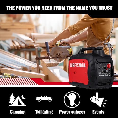 Craftsman C0010250 2,500-Watt Gas Portable Generator - Reliable Power for Outdoor Activities - Quiet Operation - Lightweight and Compact Design