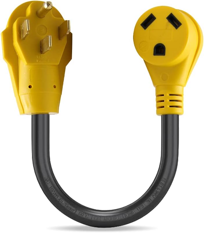 OPL5 30Amp Male 4Prong Locking Male Plug to 30 Amp Female 12 Inch RV Generator Adapter Heavy Duty RV Adapter Power Cord with Grip Handle for RV