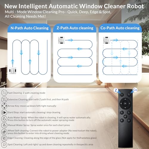 Smart Window Cleaning Robot With Dual Water Spray,3800pa Suction, Multiple Anti - Fall Protection,AI Path Planning,App & Remote Control