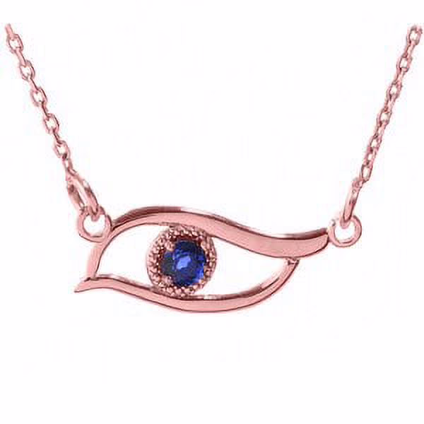 ROSE GOLD CZ SAPPHIRE EVIL EYE PENDANT NECKLACE :  Pendant with 22" chain