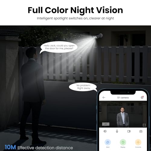 Cameras for Home Security-2K Wireless Security Camera Outdoor with AI Motion Detection & Siren, Non-Stop Solar Powered Charging, Color Night Vision