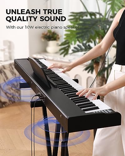 Fesley Weighted Piano Keyboard 88 Keys: Full Size Electric Keyboard Piano for Beginners, Portable 88 Key Keyboard with Daul Speaker,Sustain Pedal