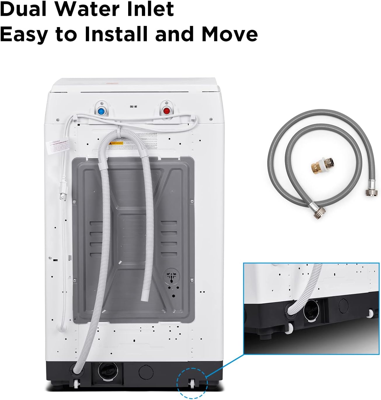 Smileader Portable Washing Machine, 2.0 Cu.Ft. Compact Washer with Fast Cleaning System, 8 Automatic Washing Programs, LED Display, for RV, Apartment