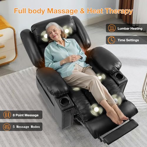 Triple Motor Large Power Lift Recliner Chair for Elderly with Heat and Massage, Lay Flat Lift Chairs for Seniors Infinite Position, Extended Footrest