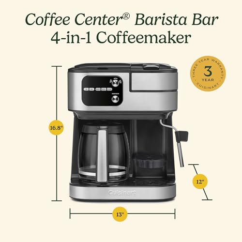 Cuisinart Coffee Center Barista Bar 4-in-1 Coffee Maker, Single-Serve Pods Compatible, Coffeemaker, Three Brewing Sizes, SS-4N1MBNAS, Black
