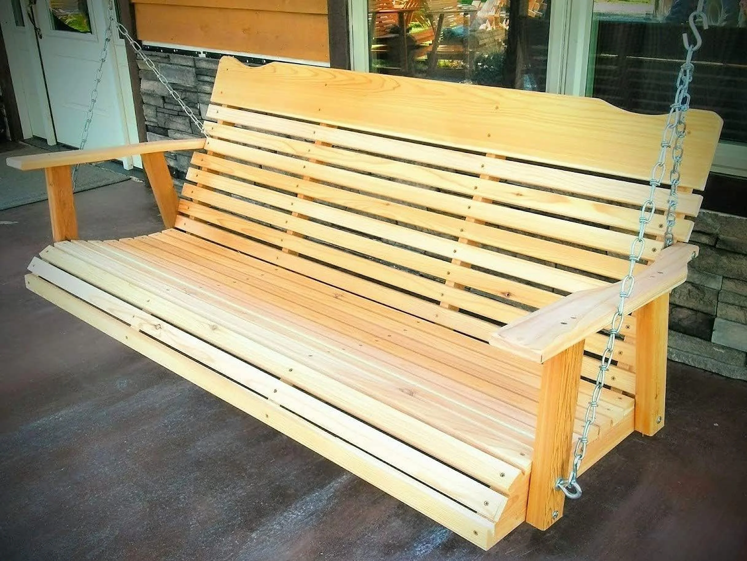 5 Foot Natural Cedar Porch Swing, Amish Crafted, Includes Chain &