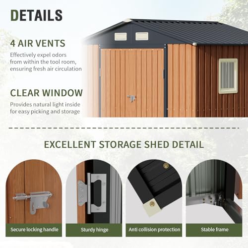 Outdoor Storage Shed, 5x3 Ft Metal Steel Tiny House with Lockable Door, Vertical Outside Storage Building for Garden, Backyard, Lawn, Patio Utility