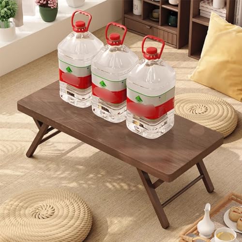 Japanese Coffee Table, Floor Sitting Low Table, Collapsable Tatami Table Altar Floor Table, Bamboo Folding Serving Table on Bed(65x35cm)