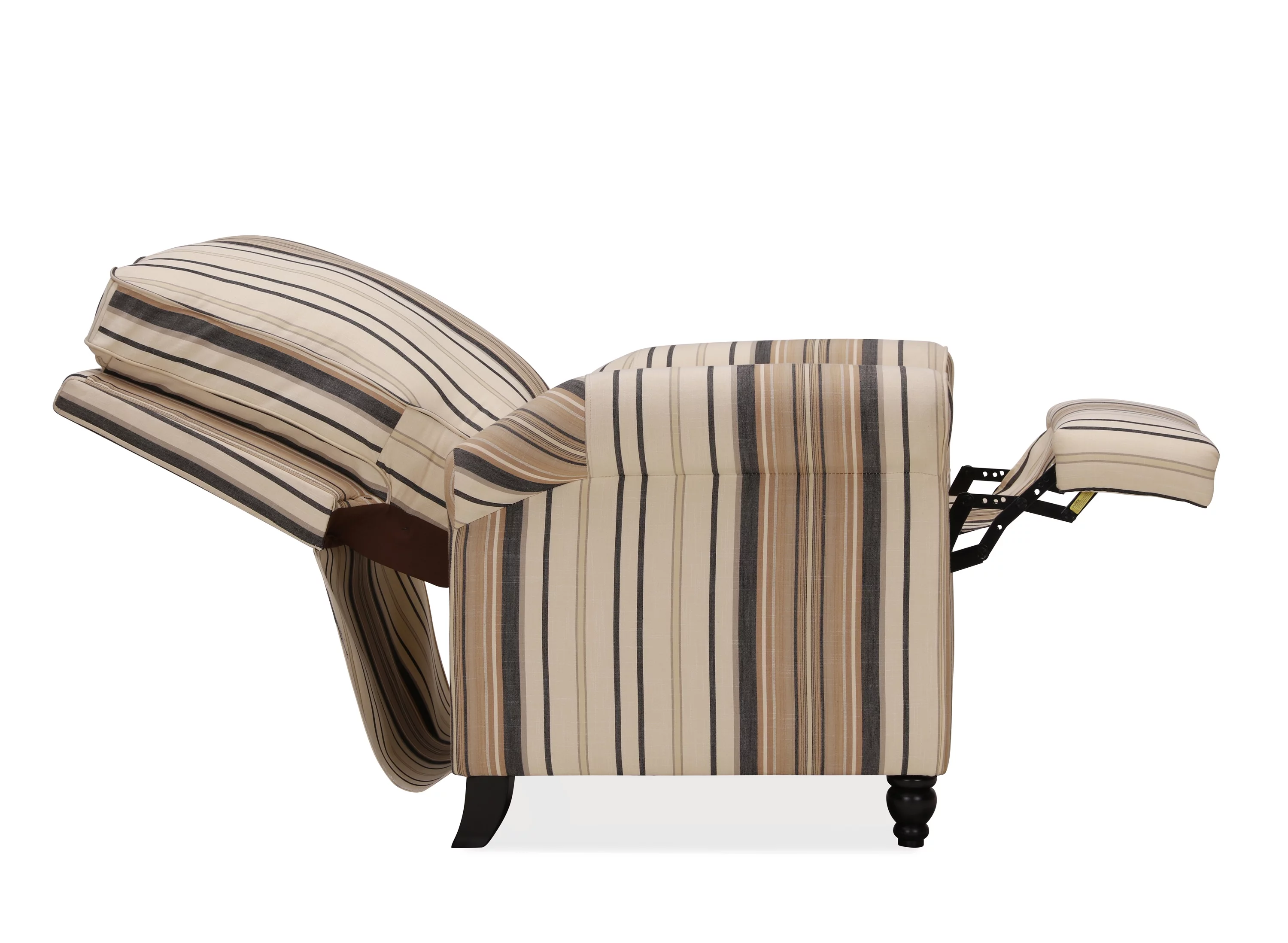 Homesvale Push Back Recliner Chair, Brown and Black Woven Stripe