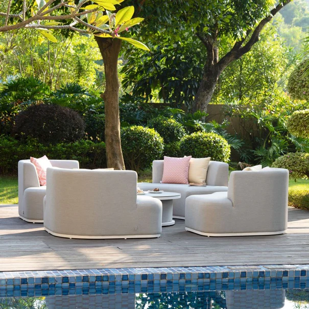 【Home&Garden】Maze Lounge Outdoor Fabric Snug Lifestle Suite with Rising Table in Flanelle
