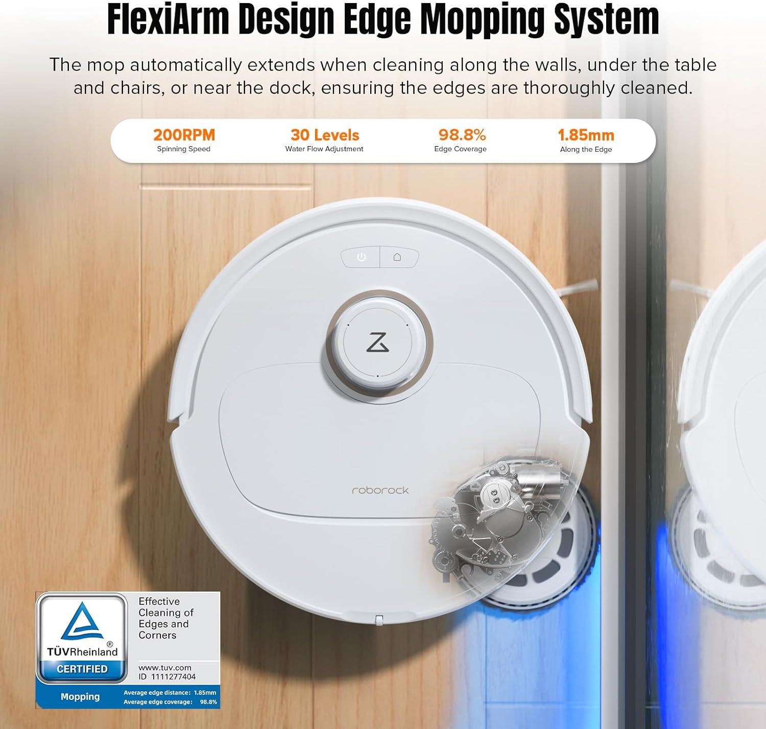 roborock Qrevo MaxV Robot Vacuum and Mop, FlexiArm Design, Hot Water Re-Wash & Re-Mop, Auto-Drying, Self-Emptying, 7000Pa Suction