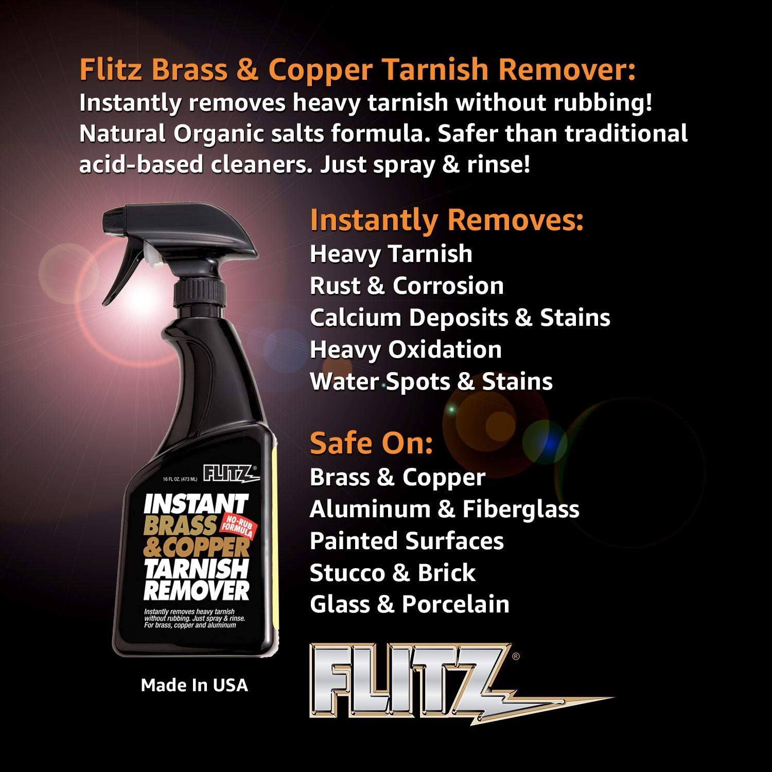 Flitz Brass and Copper Tarnish Remover, Powerful Organic Formula That Safely Removes Rust, Stains and Oxidation + Cleans Brick, Glass