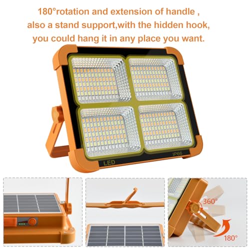 Portable LED Work Solar Light 100W 16500mAh 10000 LM with Stepless Brightness Job Site Battery Rechargeable LED Floor Light for Emergency Worklight
