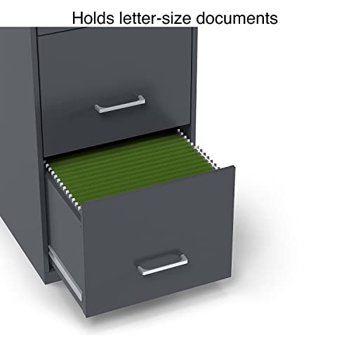 STAPLES 3-Drawer Vertical File Cabinet, Letter Size Documents, Lockable & Mobile, 18.9" D x 14.3" W x 26.8" H, Charcoal