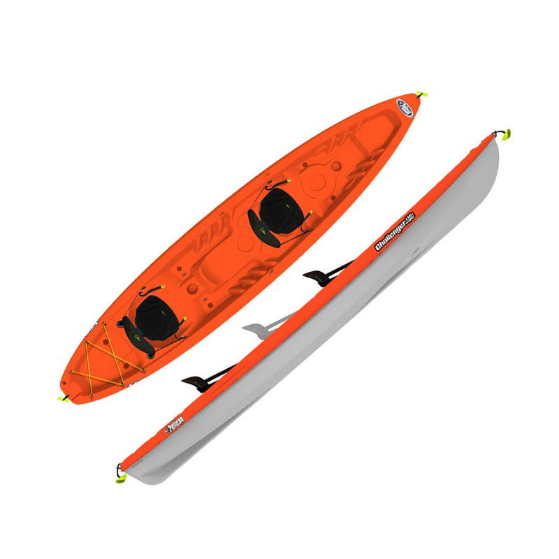Pelican Challenger 130T 13 ft Fishing Kayak Tangerine/Magnetic Gray - Canoes/Kayaks/Sm Boats at Academy Sports