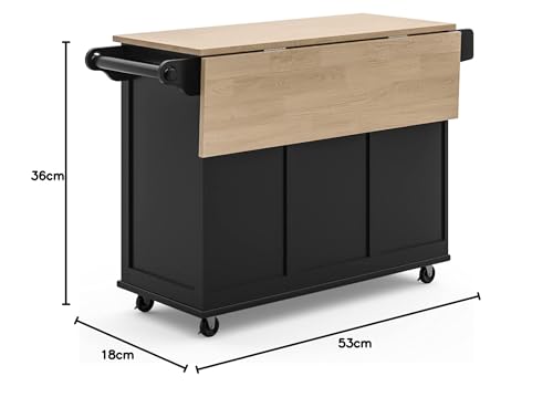 Homestyles Dolly Madison Off-White Mobile Kitchen Island Cart with Wood Drop Leaf Breakfast Bar