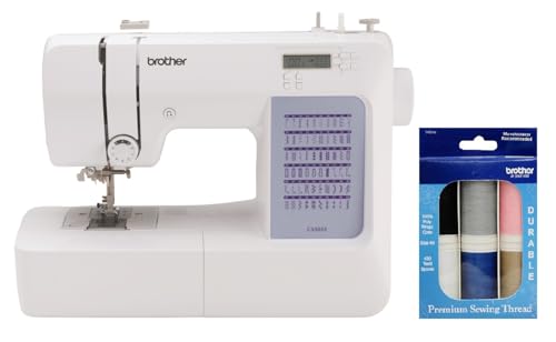 Brother CS5055 Computerized Sewing Machine, 60 Built-in Stitches, LCD Display, 7 Included Feet, White