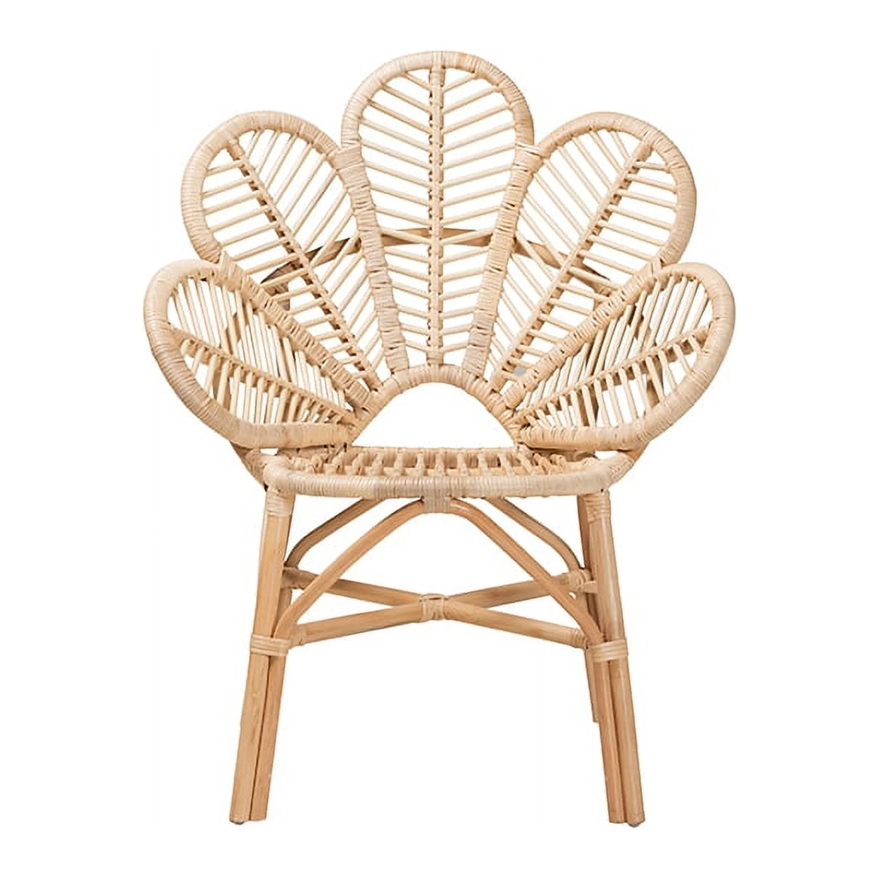 Baxton Studio Bianca Modern Bohemian Natural Brown Rattan Flower Chair