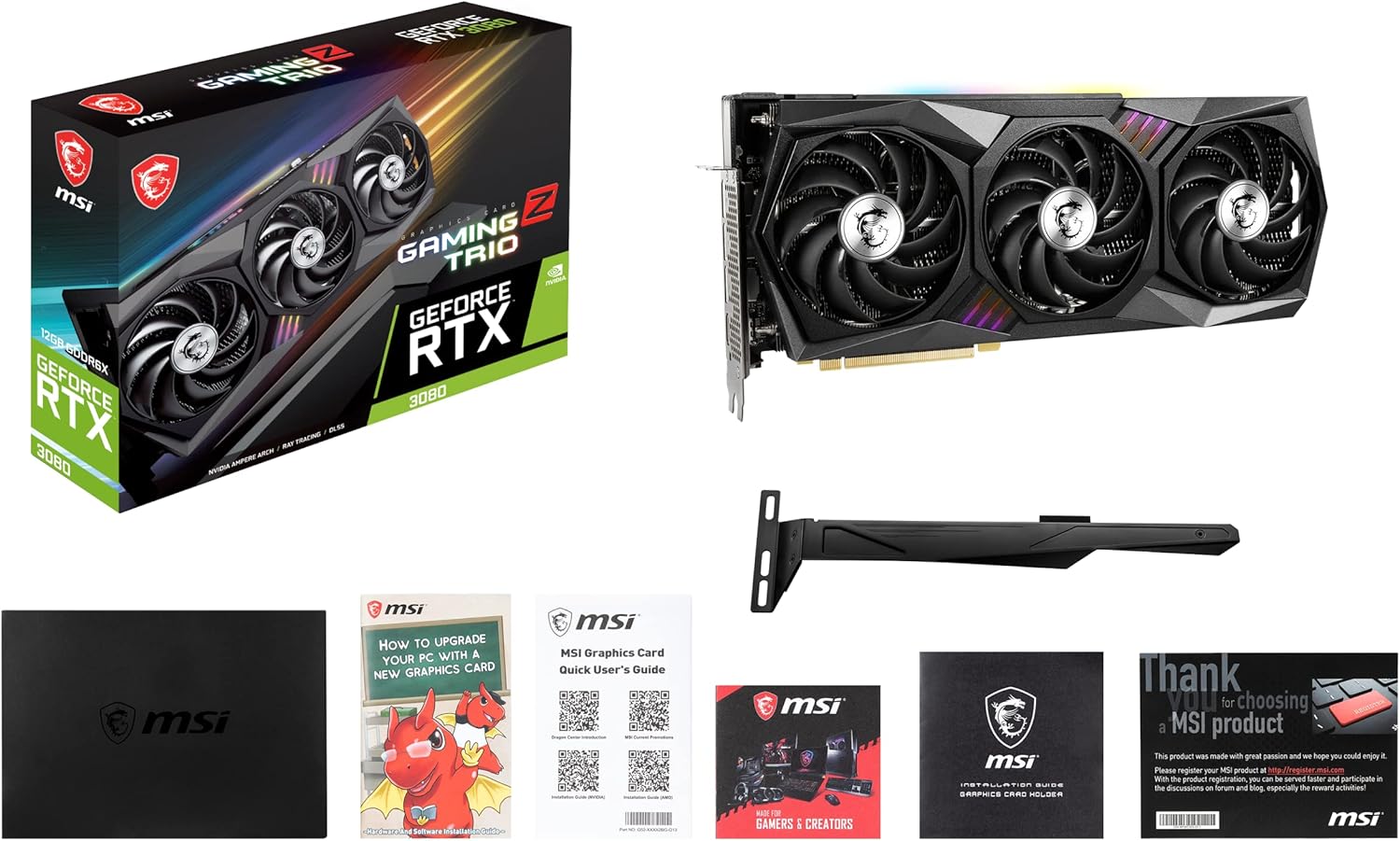 MSI Gaming GeForce RTX 3080 LHR 12GB GDRR6X 384-Bit HDMI/DP Nvlink Torx Fan 4 RGB Ampere Architecture OC Graphics Card (RTX 3080 Gaming Z Trio 12G