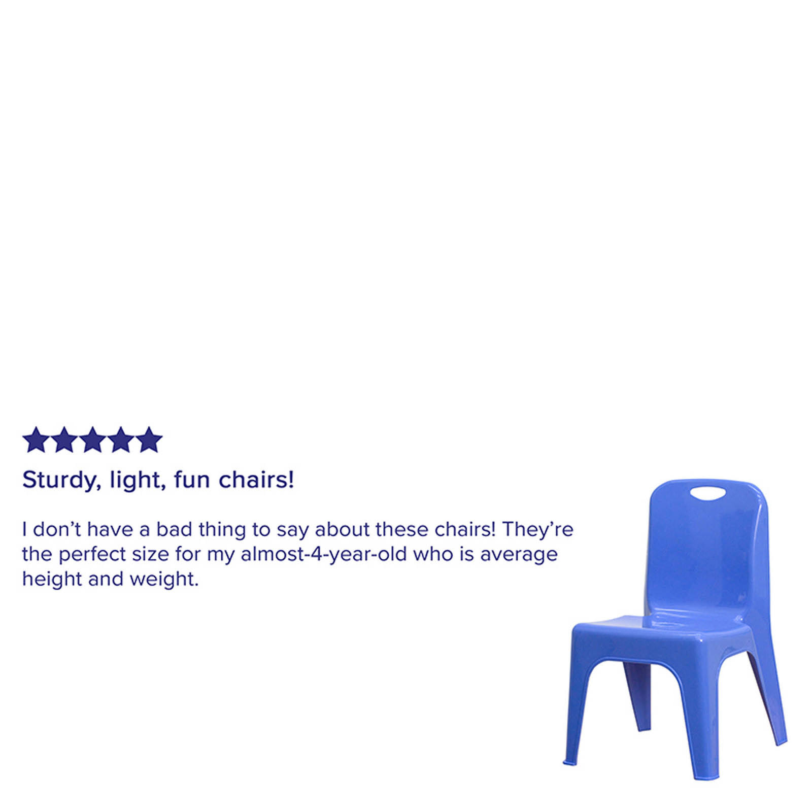 Flash Furniture 4 Pack Blue Plastic Stackable School Chair with Carrying Handle and 11