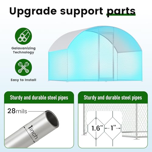 Chicken Coop Large Metal Chicken Run for 6/10 Chickens Poultry Cage with Waterproof Cover for Duck Walk-in Chicken Pen for Yard