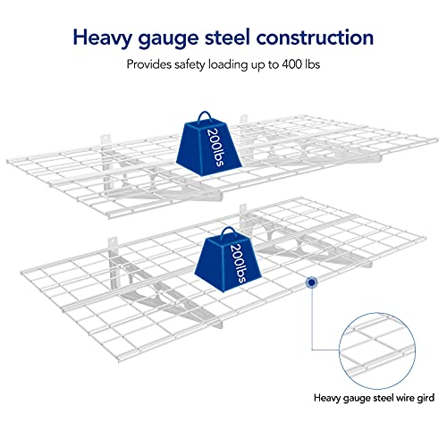 FLEXIMOUNTS 2-Pack 2x6ft Garage Shelving 24-inch-by-72-inch Wall Shelf Garage Storage Rack Floating Shelves, Black