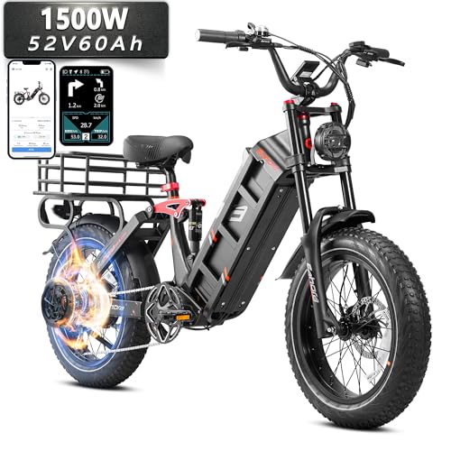 eAhora Juliet/Juliet II [2024 Newest] Electric Bike for Adults 1000W/1500W 48V/52V 60Ah 100+Miles Long Range E-Bike 20" Fat Tire Full Suspension E