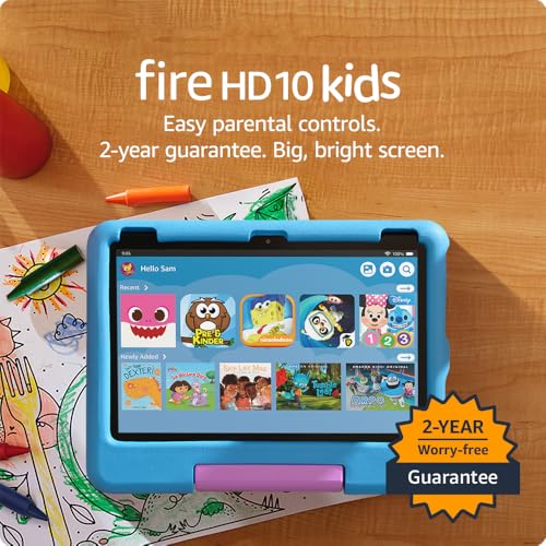 Amazon Fire HD 10 Kids tablet (newest model) ages 3-7 | Bright 10.1" HD screen with included ad-free and exclusive content, robust parental controls