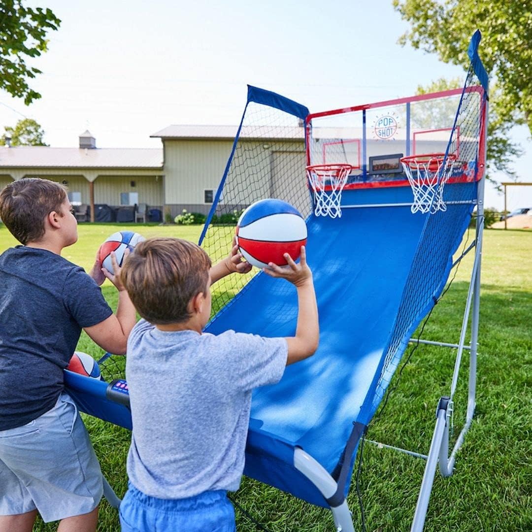 Pop-A-Shot Official Indoor/Outdoor Dual Shot Basketball Arcade Game - Weather Resistant - 16 Different Games - 6 Audio Options