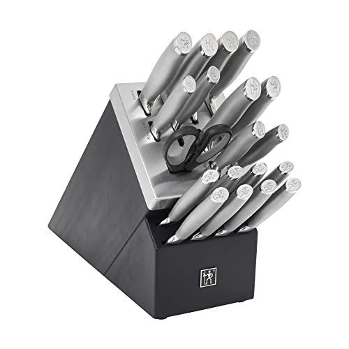 HENCKELS Modernist 20-pc Self-Sharpening Knife Set with Block, Chef Knife, Paring Knife, Utility Knife, Bread Knife, Steak Knife, Black