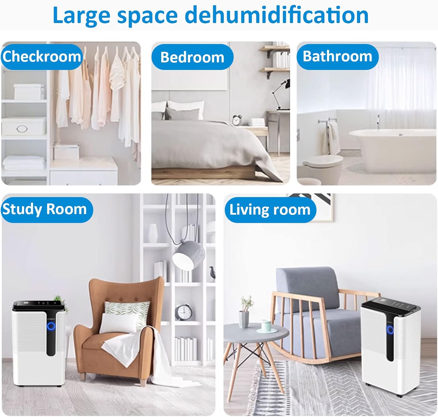 Large Dehumidifiers for Home for Continuous Dehumidification, Home Dehumidifier with Child Lock, Drain Hose for Basement, Bedroom and Bathroom