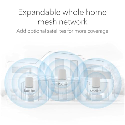 NETGEAR Orbi Whole Home Tri-Band WiFi 6 Mesh Network System (RBK663) &ndash; Router with 2 Satellite Extenders, Security Features, Coverage up to 6