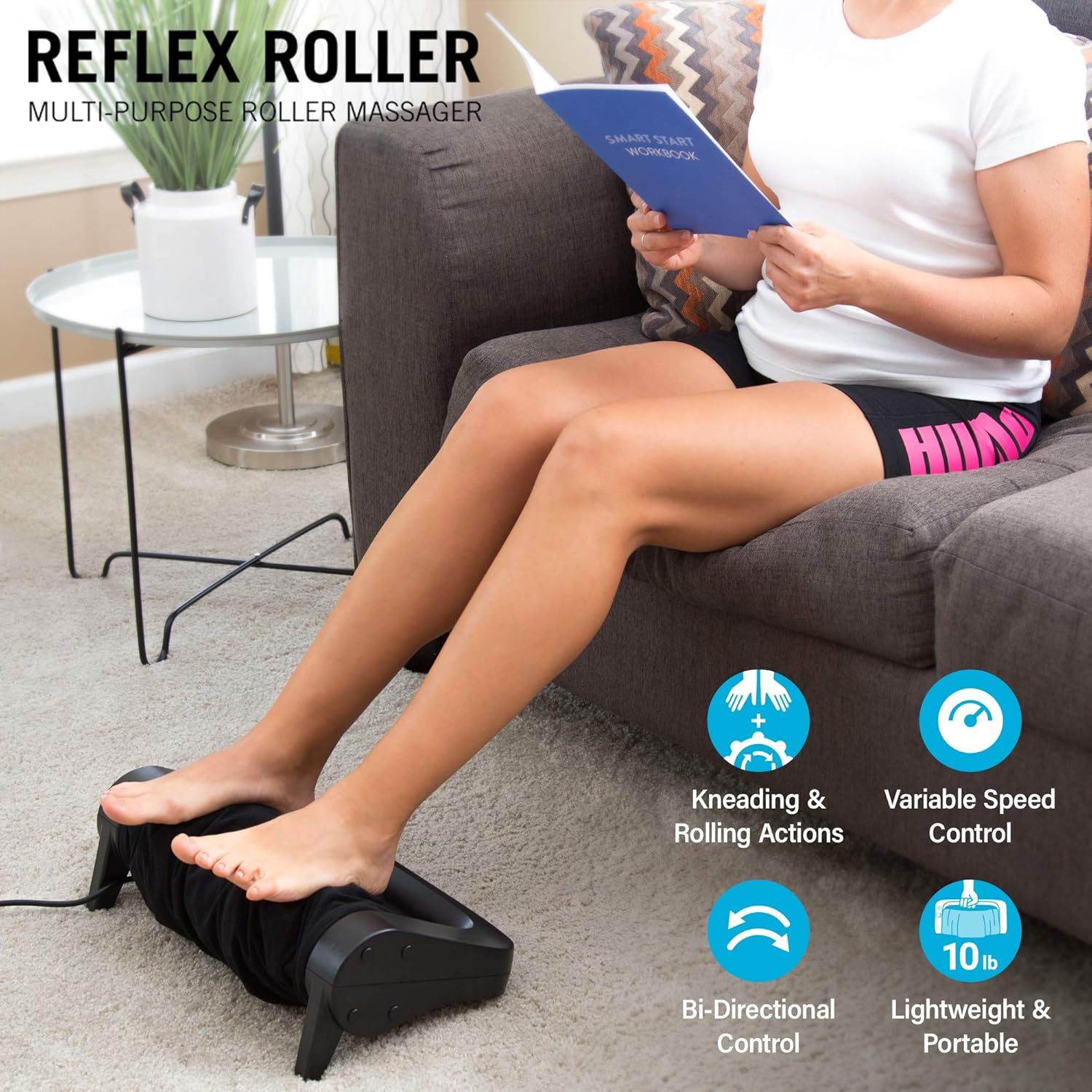U.S. Jaclean Electric Foot Massager Calf Roller Reflexology Shiatsu Acupressure Massage Reflex Roller