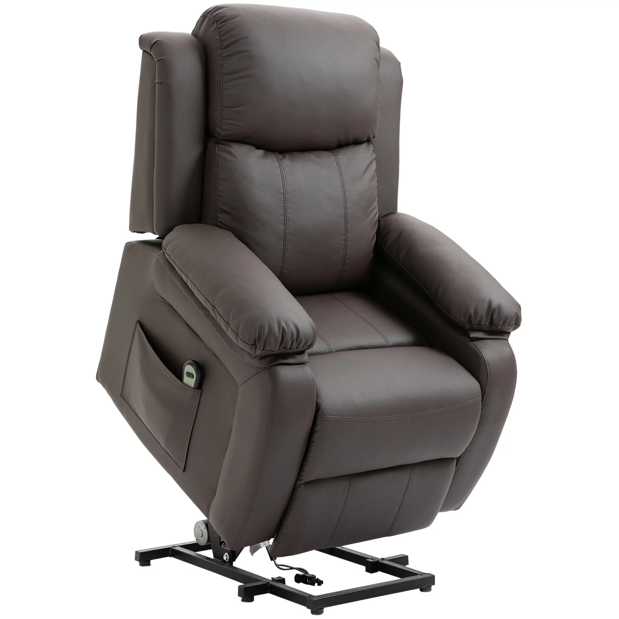 HOMCOM Living Room Power Lift Chair, PU Leather Electric Recliner Sofa Chair for Elderly with Remote Control, 3 Positions, Side Pockets