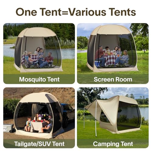 Alvantor Screen House Gazebo, 6-10-15 Person Pop Up Igloo Screened Canopy Tent with Mosquito Netting Sides
